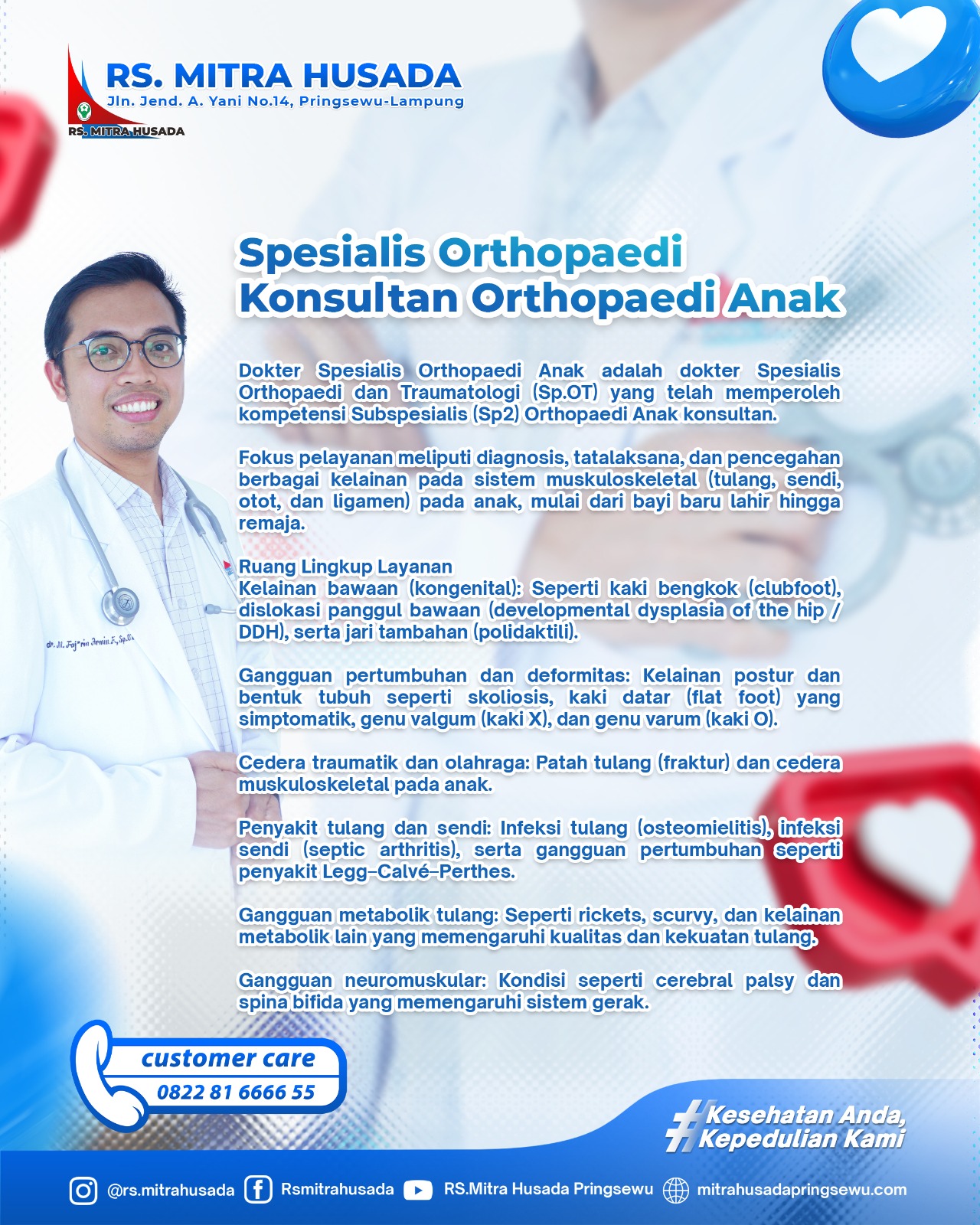 APA SAJA YANG DITANGANI SPESIALIS ORTHOPEDI KONSULTAN ORTHOPEDI ANAK?